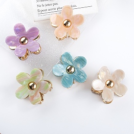 Flower Shape PVC Claw Hair Clips, with Metal Clips, Hair Accessories for Women & Girls