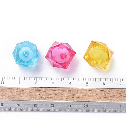 Transparent Acrylic Beads, Bead in Bead, Faceted Cube