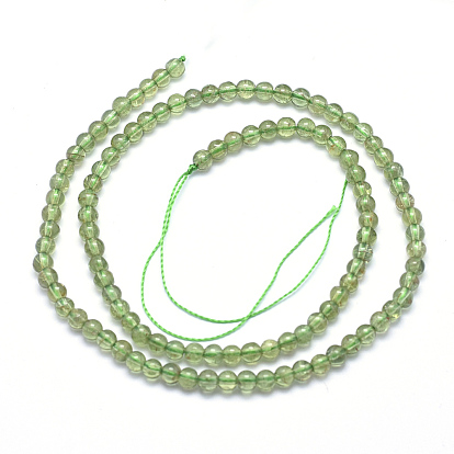 Brins de perles naturelles d'apatite verte, ronde