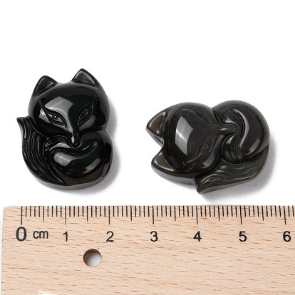 Natural Obsidian Pendants, Fox