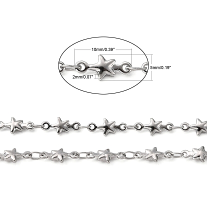 304 Stainless Steel Link Chains, Soldered, Decorative Star Chain, 5mm