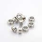 Column 304 Stainless Steel Beads, Large Hole Grooved Beads, 10x5mm, Hole: 6mm
