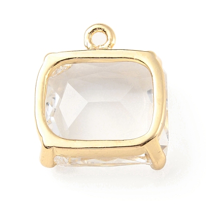 Laiton avec pendentifs en verre k9, or et de lumière, charme rectangle