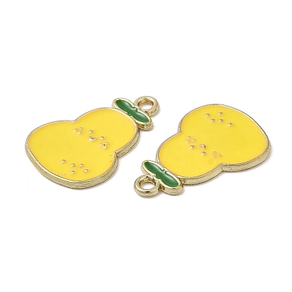 Cute Alloy Pendants, with Enamel, Golden, Cadmium Free & Lead Free, Pear Charms