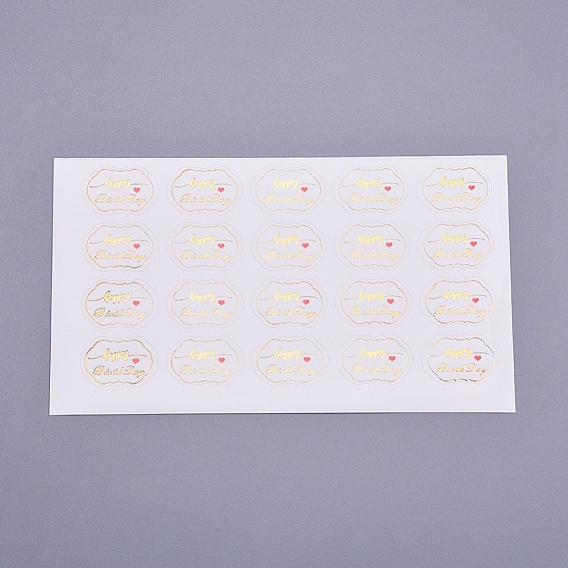 Birthday Sealing Stickers, Label Paster Picture Stickers, for Gift Packaging, Oval with Word Happy Birthday