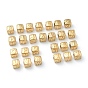 304 acier inoxydable perles européennes, Perles avec un grand trou   , trou horizontal, cube avec alphabet