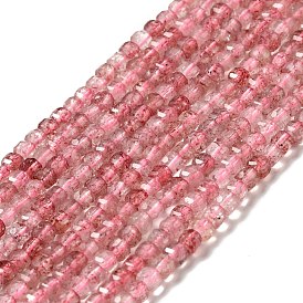 Natural Strawberry Quartz Beads Strands, Grade AA, Faceted, Cube