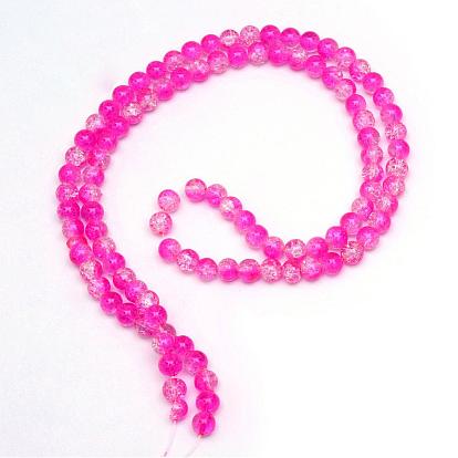 Baking Painted Crackle Glass Bead Strands, Round, 6mm, Hole: 1.3~1.6mm, about 133pcs/strand, 31.4 inch