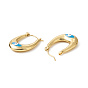 316 Stainless Steel Hoop Earrings, Enamel Evil Eye Earring for Women