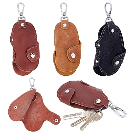 Nbeads 3Pcs 3 Colors Cattle Hide Keychains, with Platinum Tone Aluminum & Alloy Findings, for Key Cover