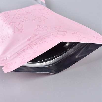 Пластиковые сумки на молнии, закрывающийся пакет из алюминиевой фольги, мешки для хранения продуктов, прямоугольные, кленовый лист