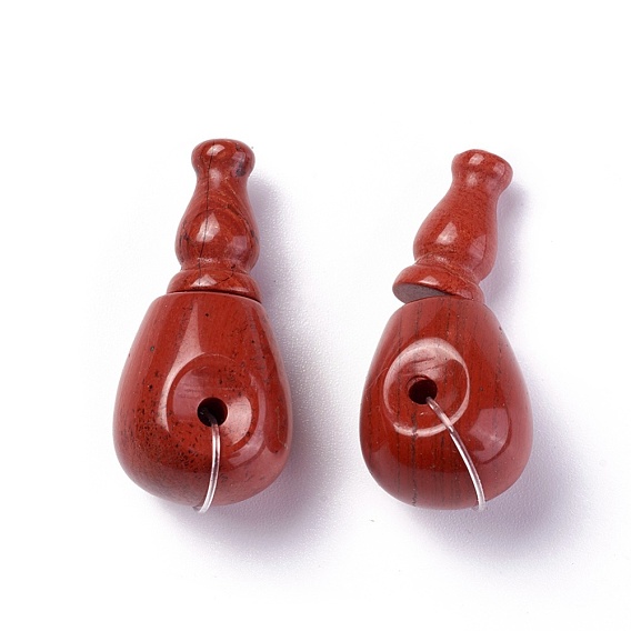 Jaspe rojo natural de los granos gurú 3 agujero, cuentas perforadas en t, para la fabricación de la joyería budista, Grado A