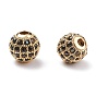 Brass Cubic Zirconia Beads, Round, 8mm, Hole: 1.5mm