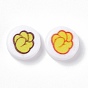 Opaque Printed Acrylic Beads, Flat Round