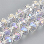 Electroplate Glass Beads Strands, Faceted, Heart