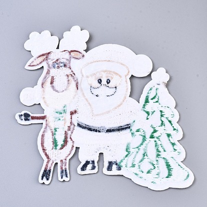 Дед Мороз, рождественские елки и аппликации с оленями, компьютеризированная вышивка тканью утюжок на / шить на заплатках, аксессуары для костюма, на Рождество