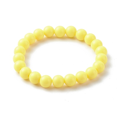 Bracelet extensible en perles acryliques opaques pour enfant, ronde