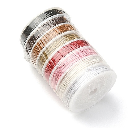8 Rolls 8 Colors Waxed Cotton Cords, Multi-Ply Round Cord, Macrame Artisan String for Jewelry Making