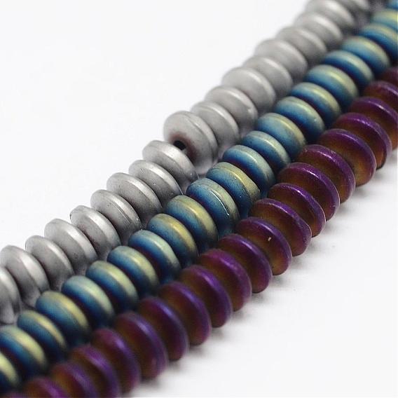 Non-magnétiques perles d'hématite synthétique brins, perles heishi, disque / plat rond, mat