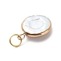 Pendentifs de perle keshi perle baroque naturelle galvanoplastie, perle de culture d'eau douce, avec 304 anneaux en acier inoxydable, charme plat rond