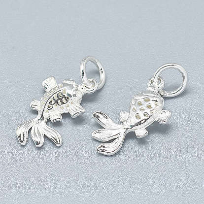 925 Sterling Silver Pendants, with Jump Ring, Fish