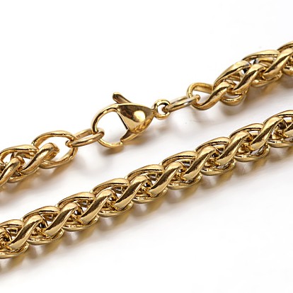 304 ensembles de bijoux de la chaîne de blé en acier inoxydable pour les hommes, colliers et bracelets, avec fermoir pince de homard, 23.7 pouces (602 mm), 210 mm (8-1/4 pouces)