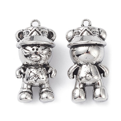 Alloy Pendants, Lead Free & Cadmium Free, Bear with hat