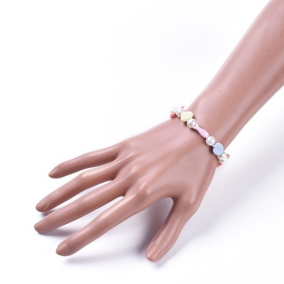 Enfants stretch bracelets, avec perle acrylique imitée et perles acryliques colorées
