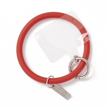 Silicone Loop Phone Lanyard, Wrist Lanyard Strap with Plastic & Alloy Keychain Holder