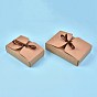 Boîte cadeau en papier kraft, boîtes pliantes, avec ruban, boîte de biscuits de gâteau de boulangerie, rectangle