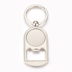 Zinc Alloy Cabochon Settings Bottle Openers, Blanks Cameo Bezel Findings, with Iron Ring, Flat Round