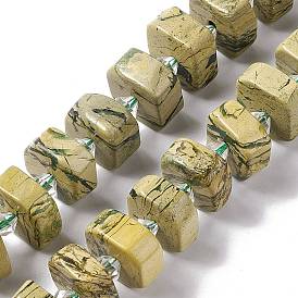Natural Dragon Bone Stone Beads Strands, Faceted, Flat Round