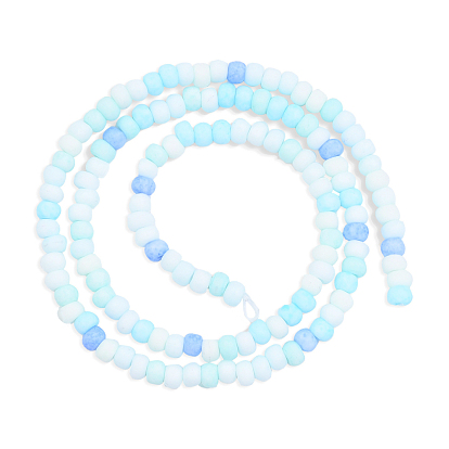 Opaque Spray Painted Glass Bead Strands, Frosted, Flat Round