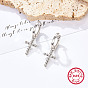 925 Sterling Silver Hoop Earrings, Religion Cross Dangle Earring for Women