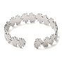 304 bracelets manchette en acier inoxydable, bracelets ouverts à feuilles pour femmes