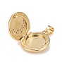 Brass Micro Pave Cubic Zirconia Locket Pendants, Photo Frame Charms for Necklaces, Real 18K Gold Plated, Lead Free & Cadmium Free, Flat Round with Moon