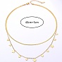 Stainless Steel Cable & Herringbone Chains Double Layer Necklaces, with Star Charms