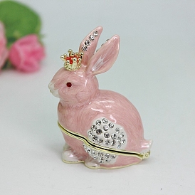 Rabbit Alloy Enamel Jewelry Storage Box, with Magnetic Clasps, Home Decoration