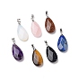 Gemstone Pendants, with Platinum Tone Brass Findings, Faceted, Teardrop Charm