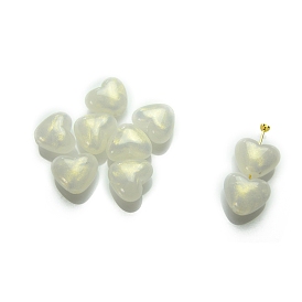 Opaque Acrylic Beads, with Powdered Gold, Heart