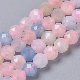 Chapelets de perles morganite naturelles  , ronde à facettes