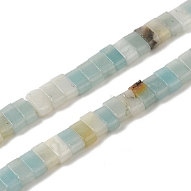 Natural Flower Amazonite Beads Strands, 2-Hole, Rectangle
