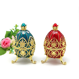 Easter Egg Alloy Enamel Boxes, with Rhinestone and Magnetic Clasp, for Ring, Neckalces, Pendant, Home Decoration