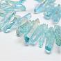 Electroplated Natural Quartz Crystal Beads Strands, Dyed, Nuggets