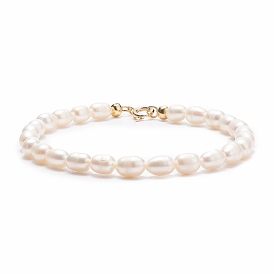 Bracelets de perles naturelles de grade A avec fermoirs à ressort en laiton pour femmes