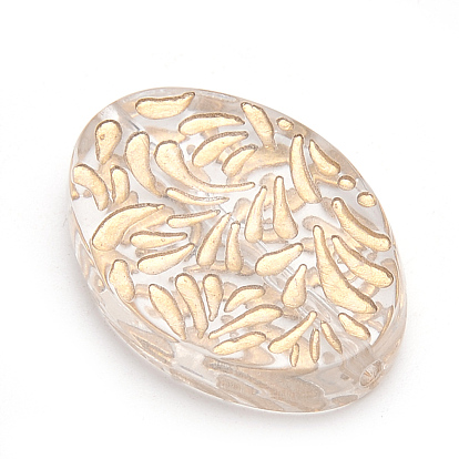 Perles acryliques plaquées, or blocage, ovale