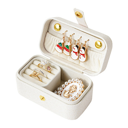 Rectangle Imitation Leather Jewelry Box, Portable Travel Jewelry Accessories Storage Box