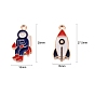 20Pcs 2 Style Zinc Alloy Enamel Pendants, Spaceman & Rocket