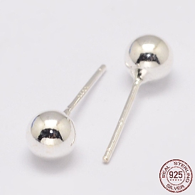 925 Sterling Silver Stud Earrings, Ball