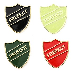 Prefect Shield Badge, Enamel Pin, Light Gold Alloy Brooch for Backpack Clothes